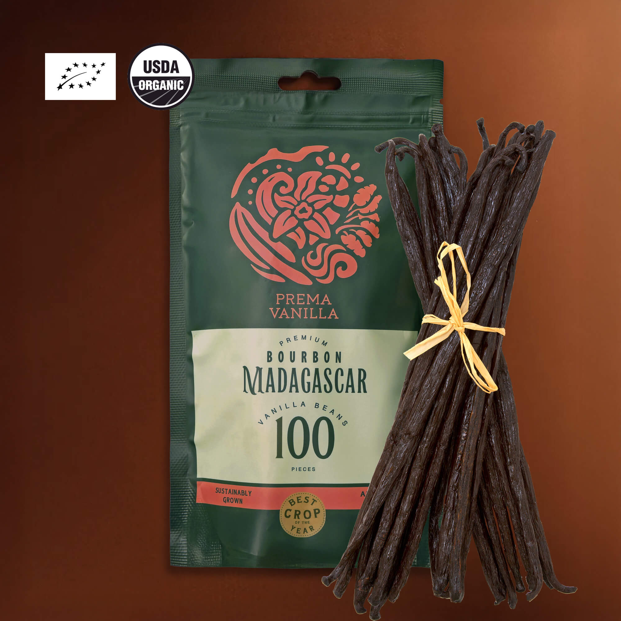 Gousses de vanille bio de Madagascar Gourmet (14-18 cm)